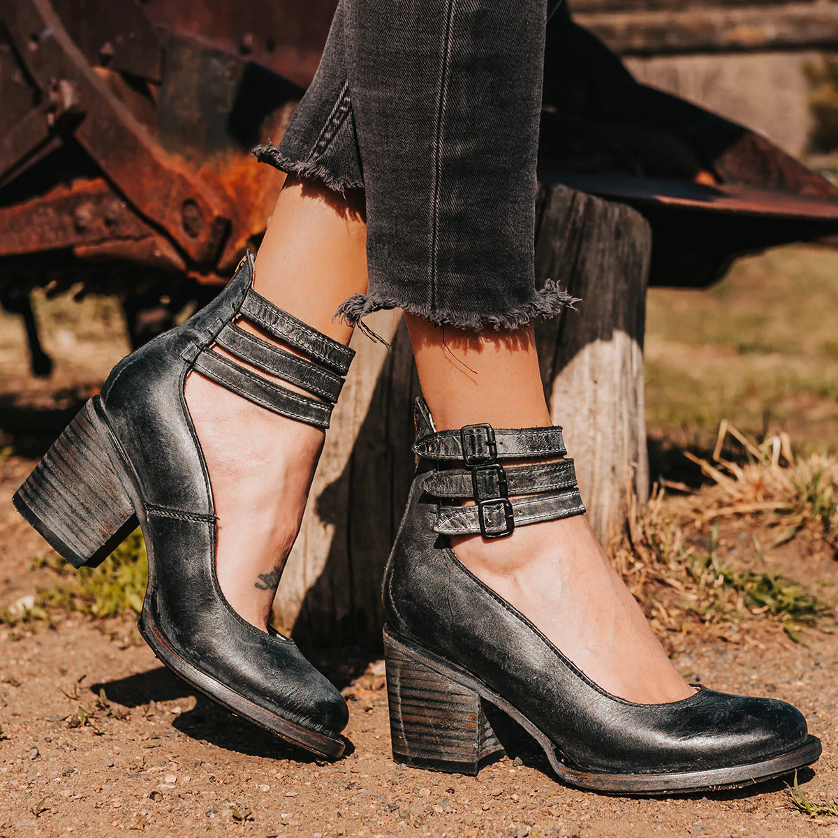Chaussures en cuir à bride de cheville confortables