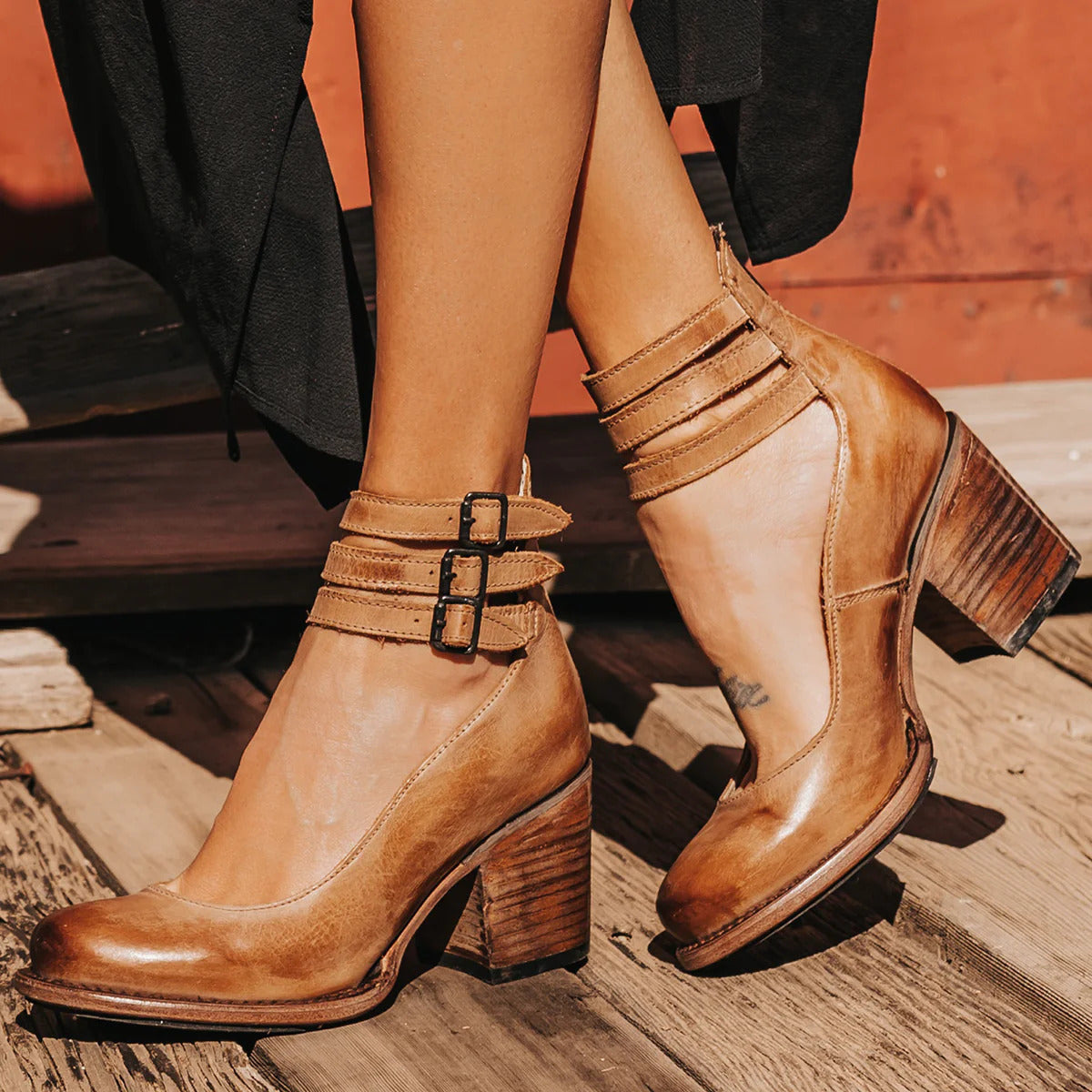 Chaussures en cuir à bride de cheville confortables