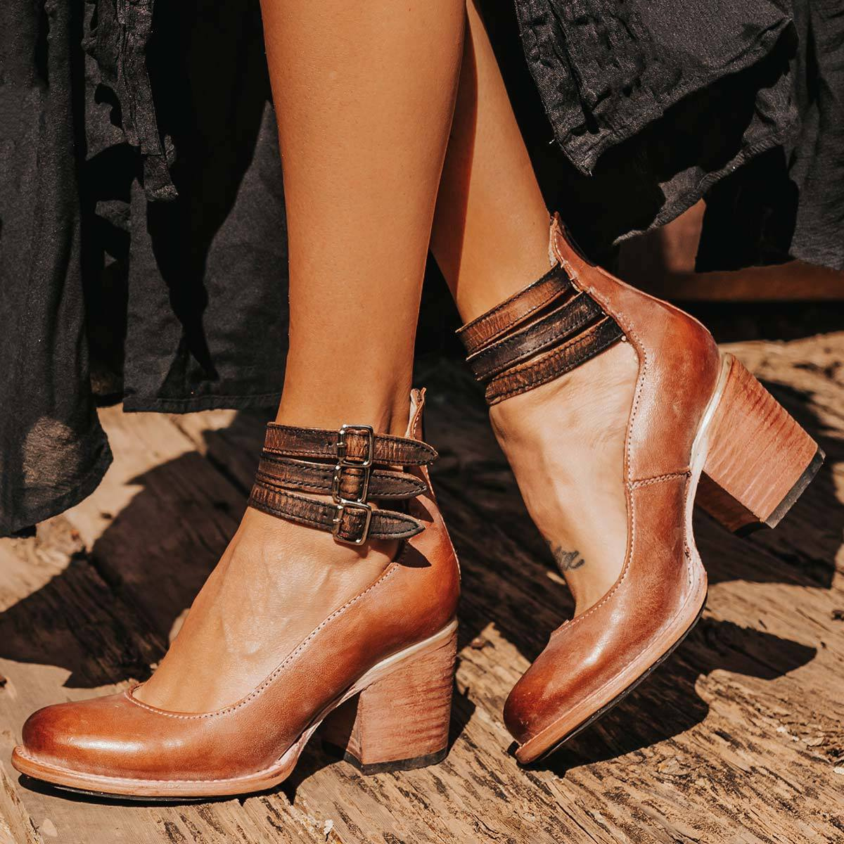 Chaussures en cuir à bride de cheville confortables
