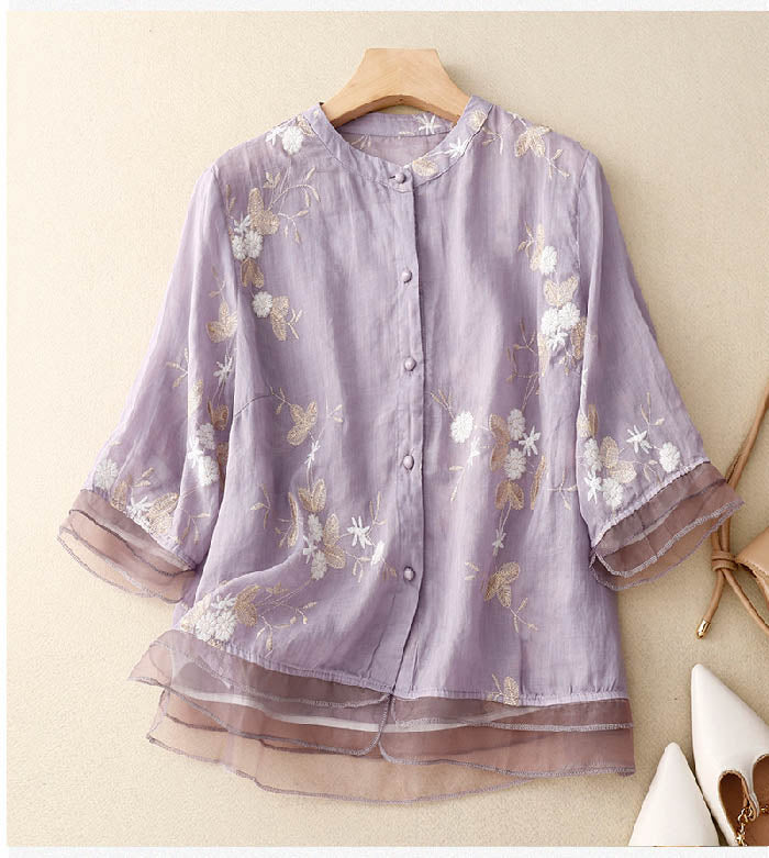 Blouse Florale Légère à Volants
