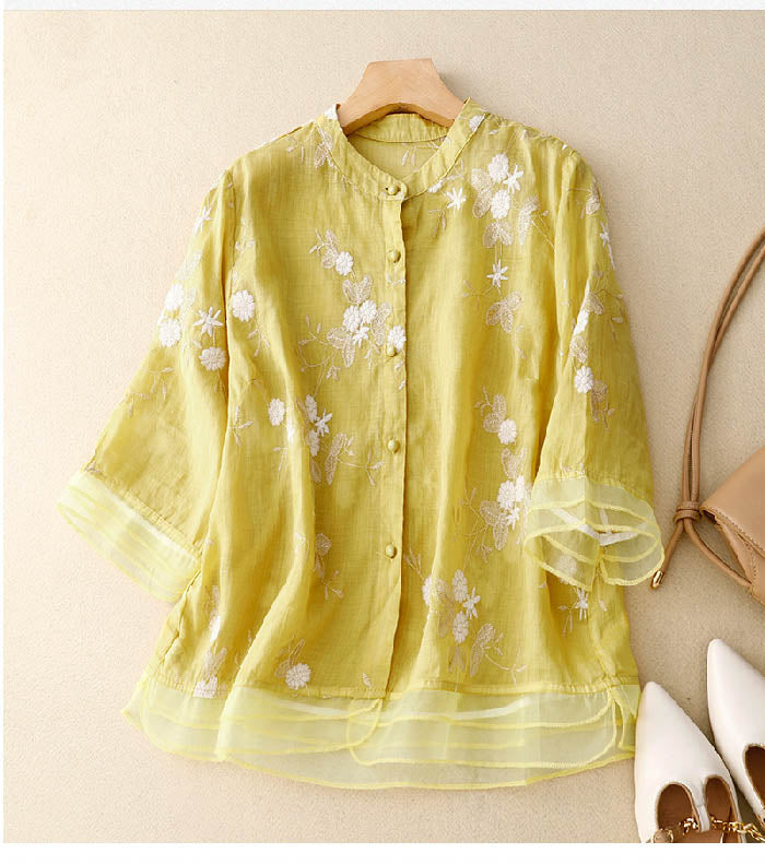 Blouse Florale Légère à Volants