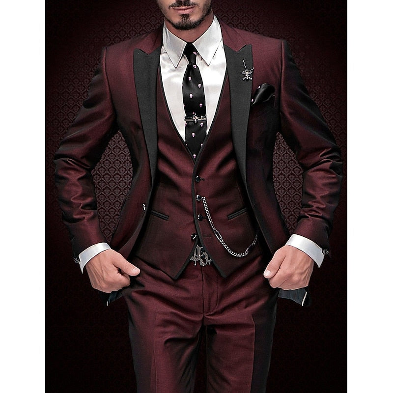 Costume Homme 3 Pièces Élégant – Ensemble Veste, Gilet et Pantalon